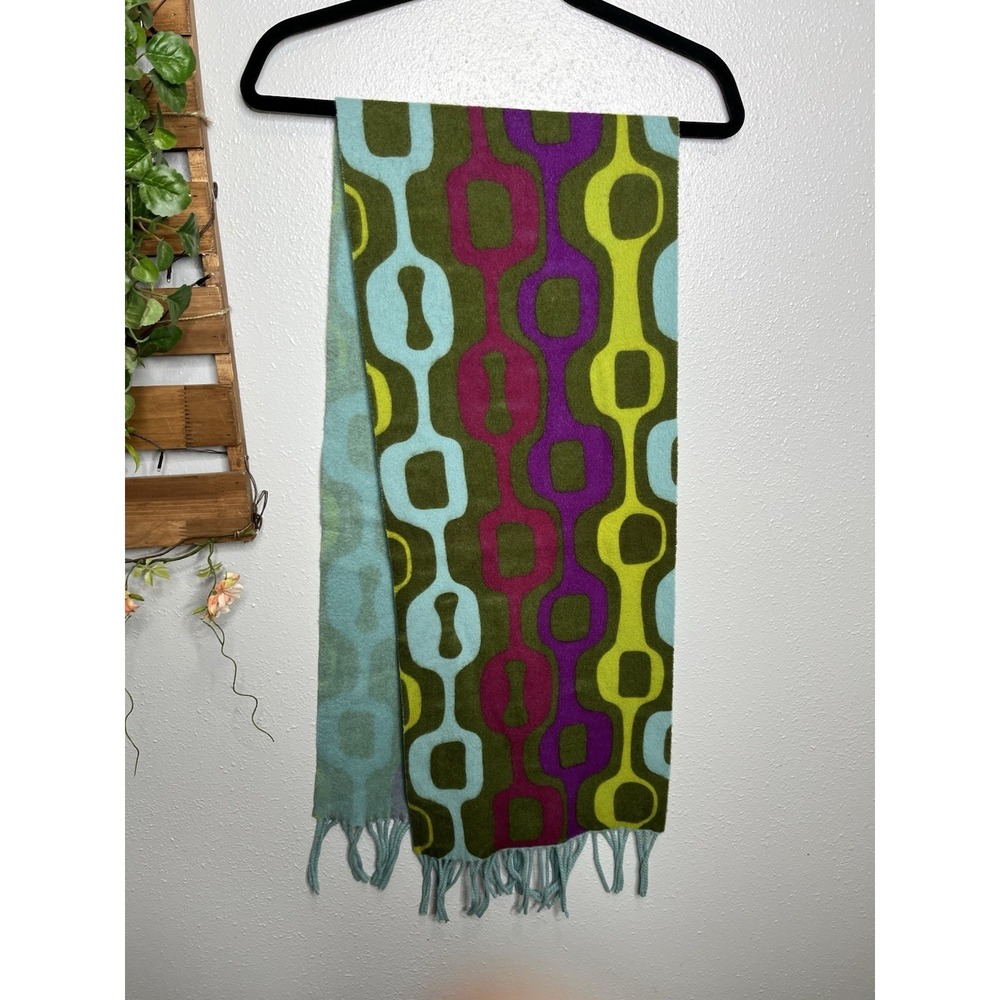 Ladies NORDSTORM 100% cashmere cashmere scarf Excellent! Purple Green Retro
